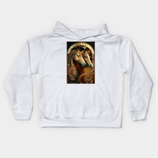 Two Beautiful Brown Horses Sisters Kids Hoodie